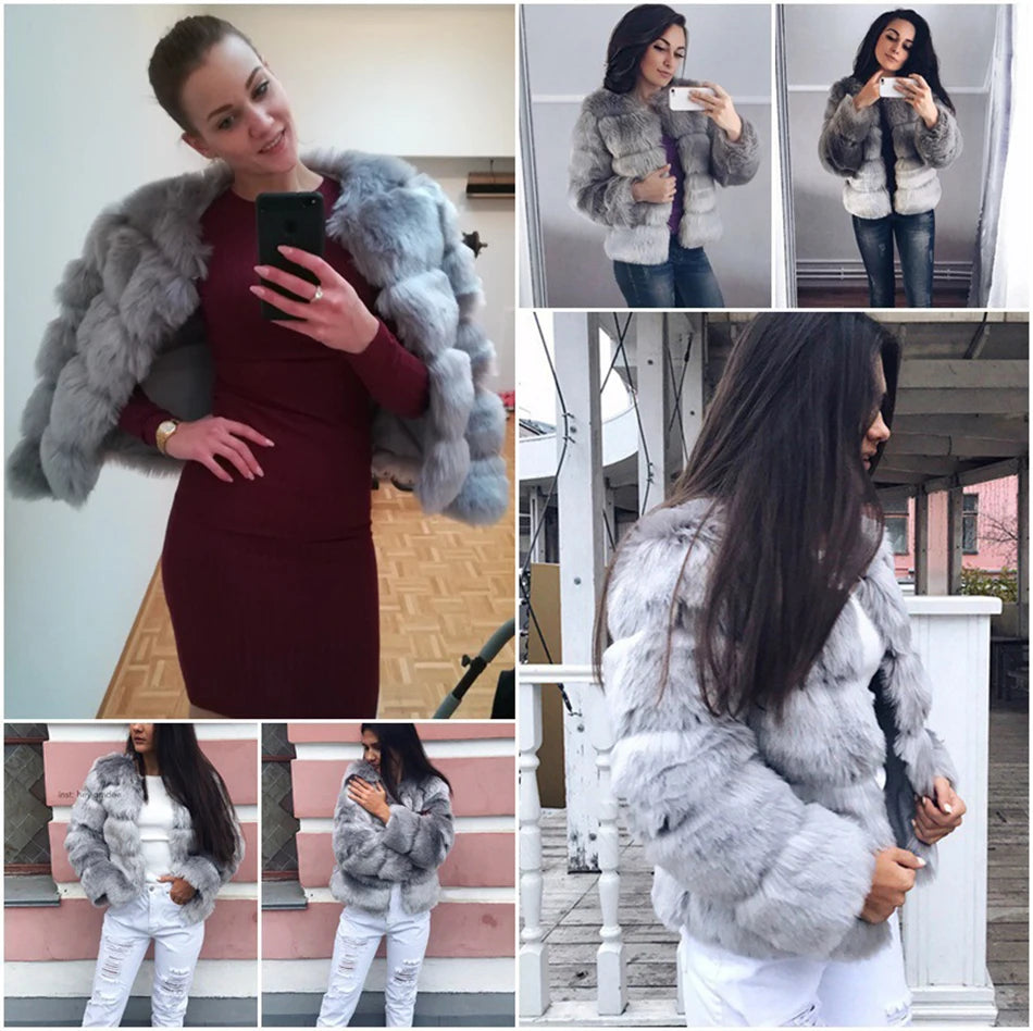 GareMay Vintage fluffy faux fur coat for women Short furry fake fur winter outerwear pink coat 2024 autumn casual party overcoat