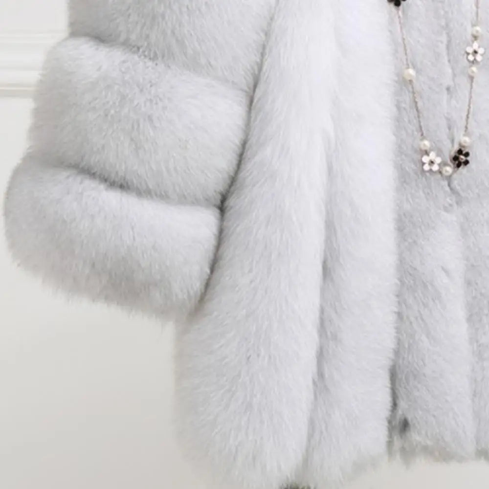 NEW Winter Woman Fluffy Faux Fur Coat Qualified Thick Imitated Fox Fur Overcoat Female Warm Outwear