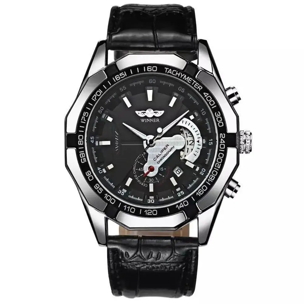 Hot Sale Winner Watches Men Sports Watches  Stainless Steel Band Auto Date Automatic Mechanical Wristwatches Small seconds Watch