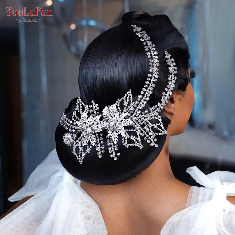 TOPQUEEN HP254 Bridal Side Clip Wedding Tiara Bridal Hairpins Handmade Rhinestone Women Headwear Alloy Flower Bride Headdress - KIMLUD