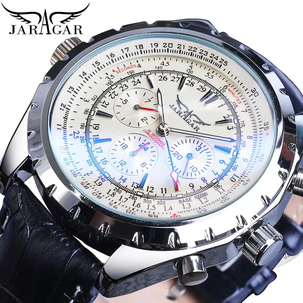 2020 Jaragar Top Brand Luxury Mechanical Male Watches Blue Glass Aviator Series Military True Men's Sport Automatic Wrist Watch