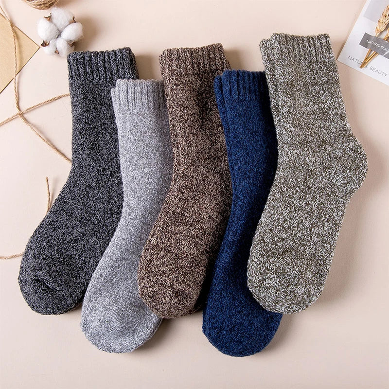 5Pairs/Lot Winter Thicken Wool Socks Men's High Quality Towel Keep Warm Sock Cotton Christmas Gift Socks For Male Thermal 38-45 - KIMLUD