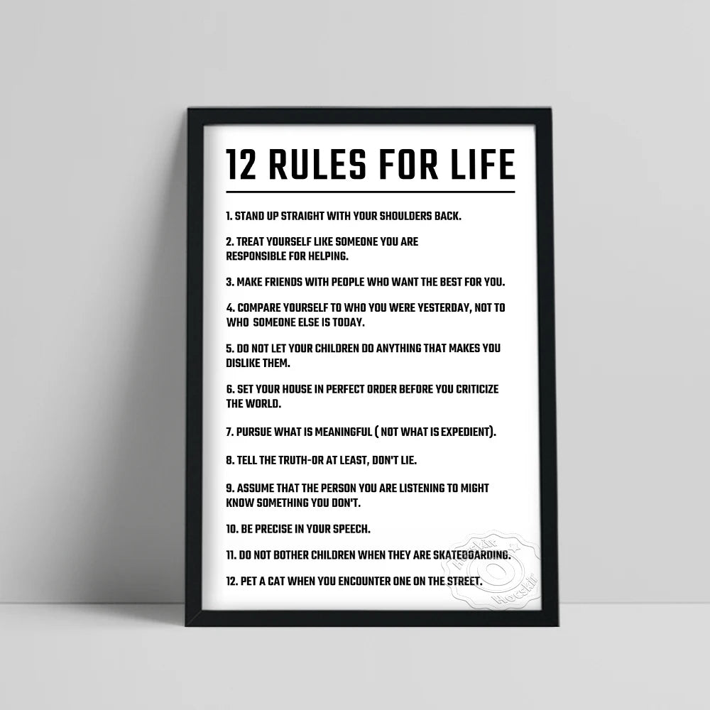 KIMLUD, Twelve Rules Of Life Poster, Jordan Peterson 12 Principles Wall Art, Motivational Education Life White Art Prints, Teacher Gift, KIMLUD Womens Clothes