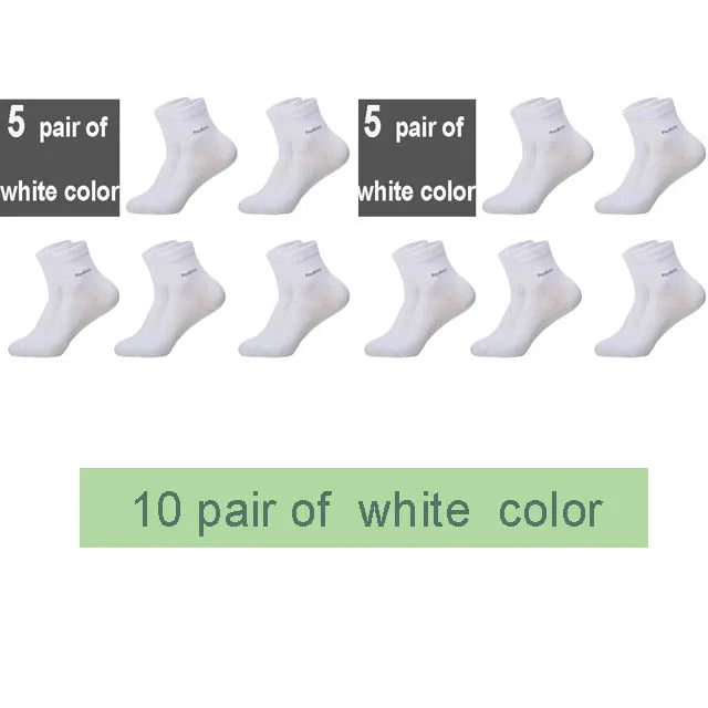 KIMLUD, 10Pairs/Lot Men Bamboo Socks Brand Comfortable Breathable Casual Business Men's Crew Socks High Quality Guarantee Sox Male Gift, 10 white / size 38-45, KIMLUD APPAREL - Womens Clothes