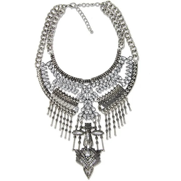 Fashion Vintage Large Collar Choker Necklace Women Long Maxi Chunky Big Bib Indian Statement Necklace Jewelry Accessories Woman