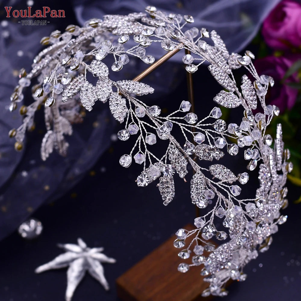 TOPQUEEN HP304 Bridal Crowns and Tiaras Woman Headgear Rhinestone Hairbands Wedding Accessories Bride Headband Headdresses