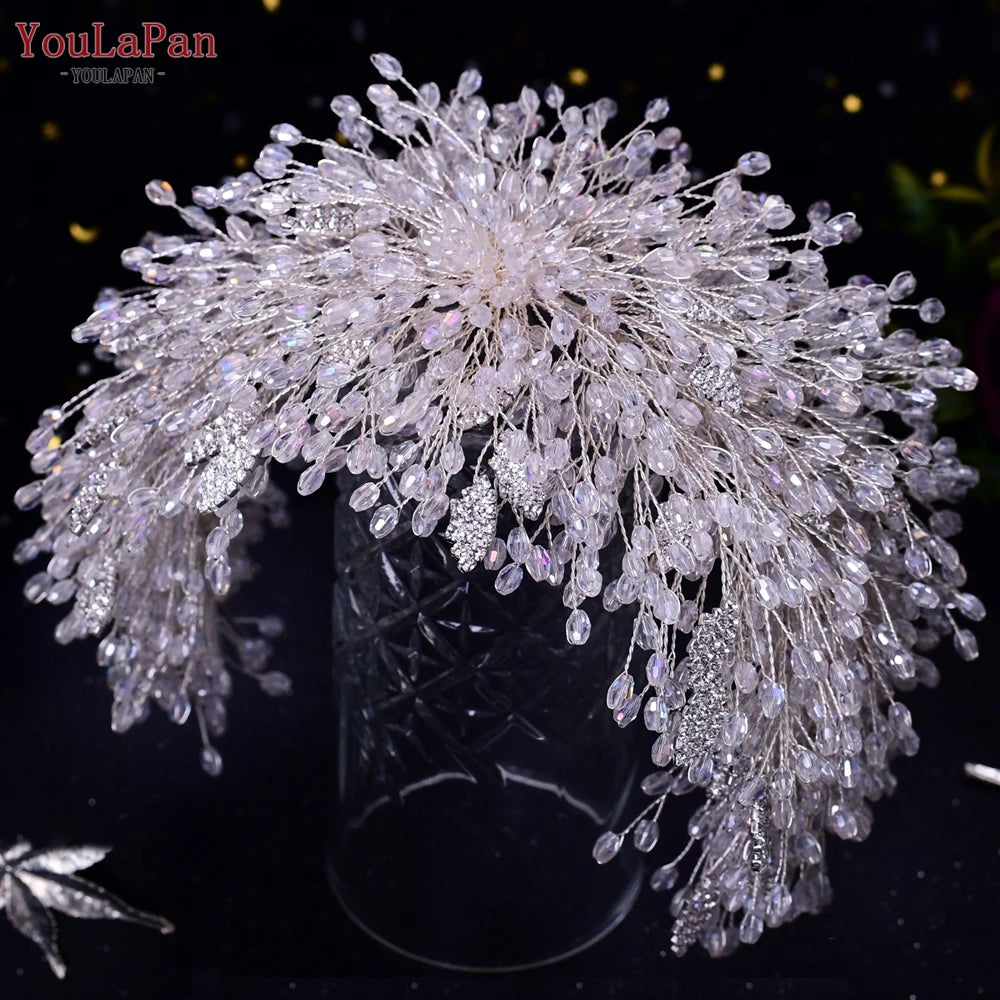 KIMLUD, YouLaPan Gorgeous Bride Tiara Women Headdress Flower Headpiece Wedding Hair Accessories Bride Headband Crystal Headwear HP420, HP397-S, KIMLUD APPAREL - Womens Clothes