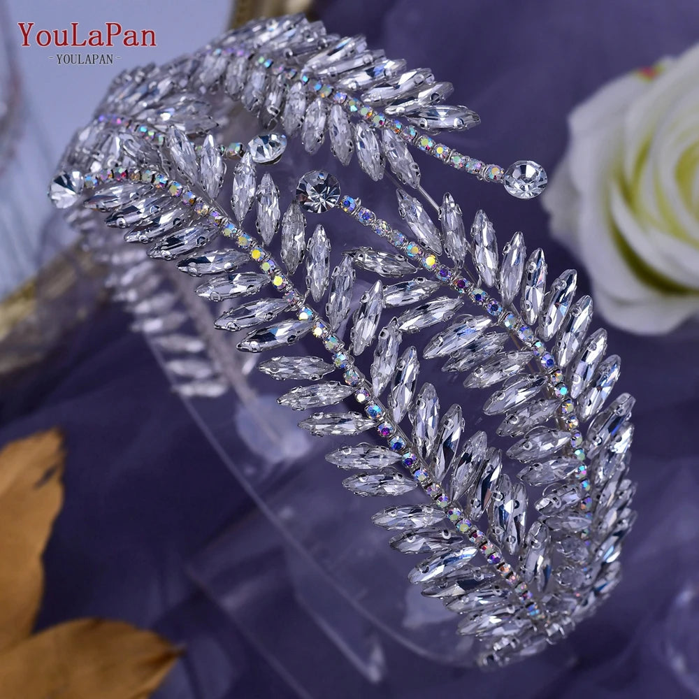 YouLaPan HP419 Rhinestone Bridal Headband Woman Headpiece Wedding Hair Accessories Bride Hair Tiara and Crown Crystal Headdress