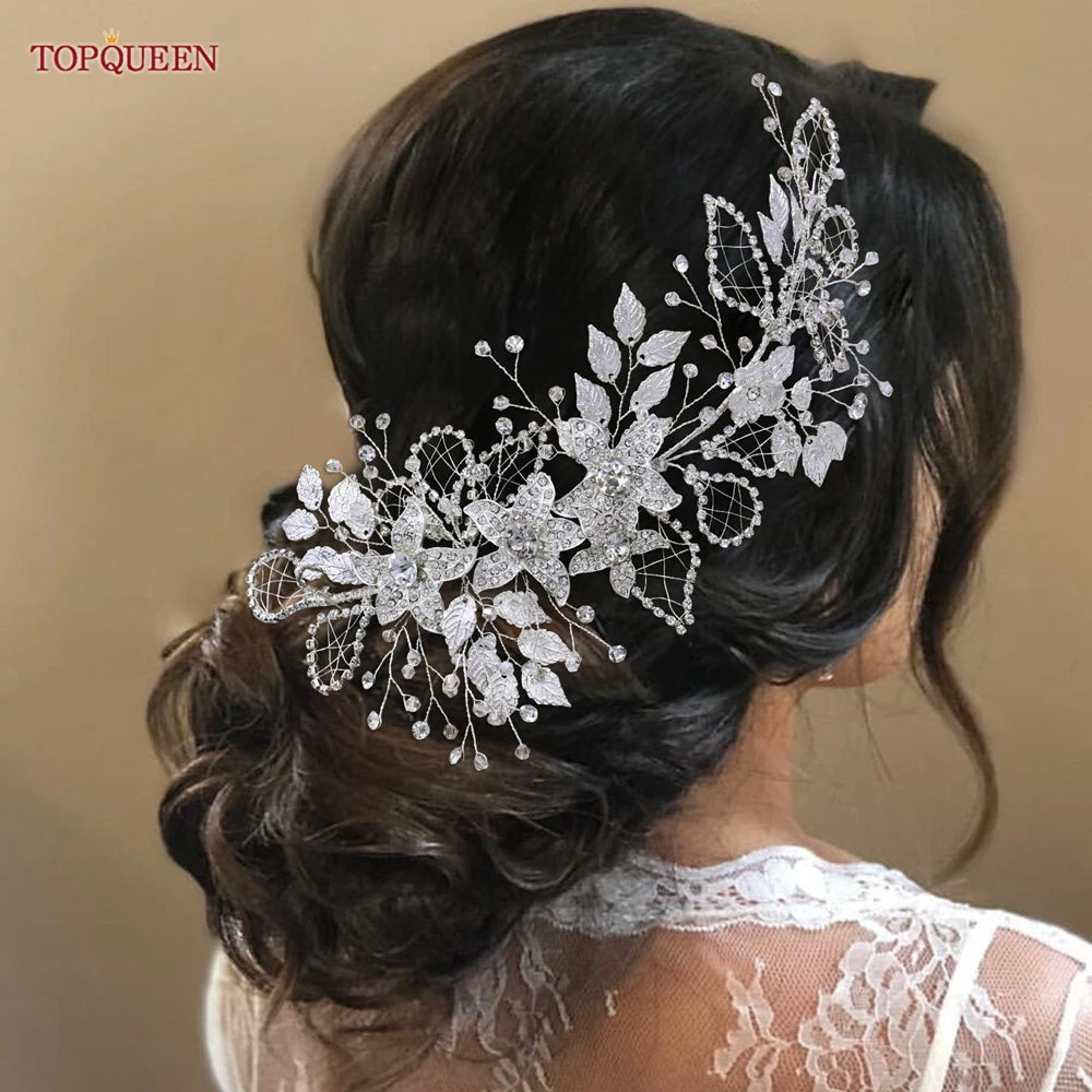 YouLaPan HP282 Wedding Headband Alloy Flower Leaf Hair Tiara Rhinestone Headpiece Bridal Headwear Hair Accessories Head Jewelry