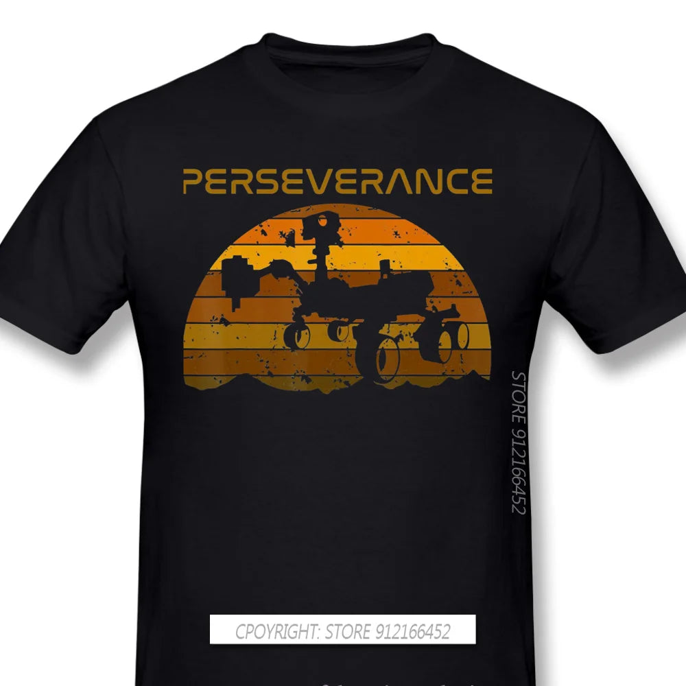 Men Mars Occupy Mars Black T-Shirts Perseverance Mars Rover Vintage Exploration Pure Cotton Tee Harajuku Daily Life