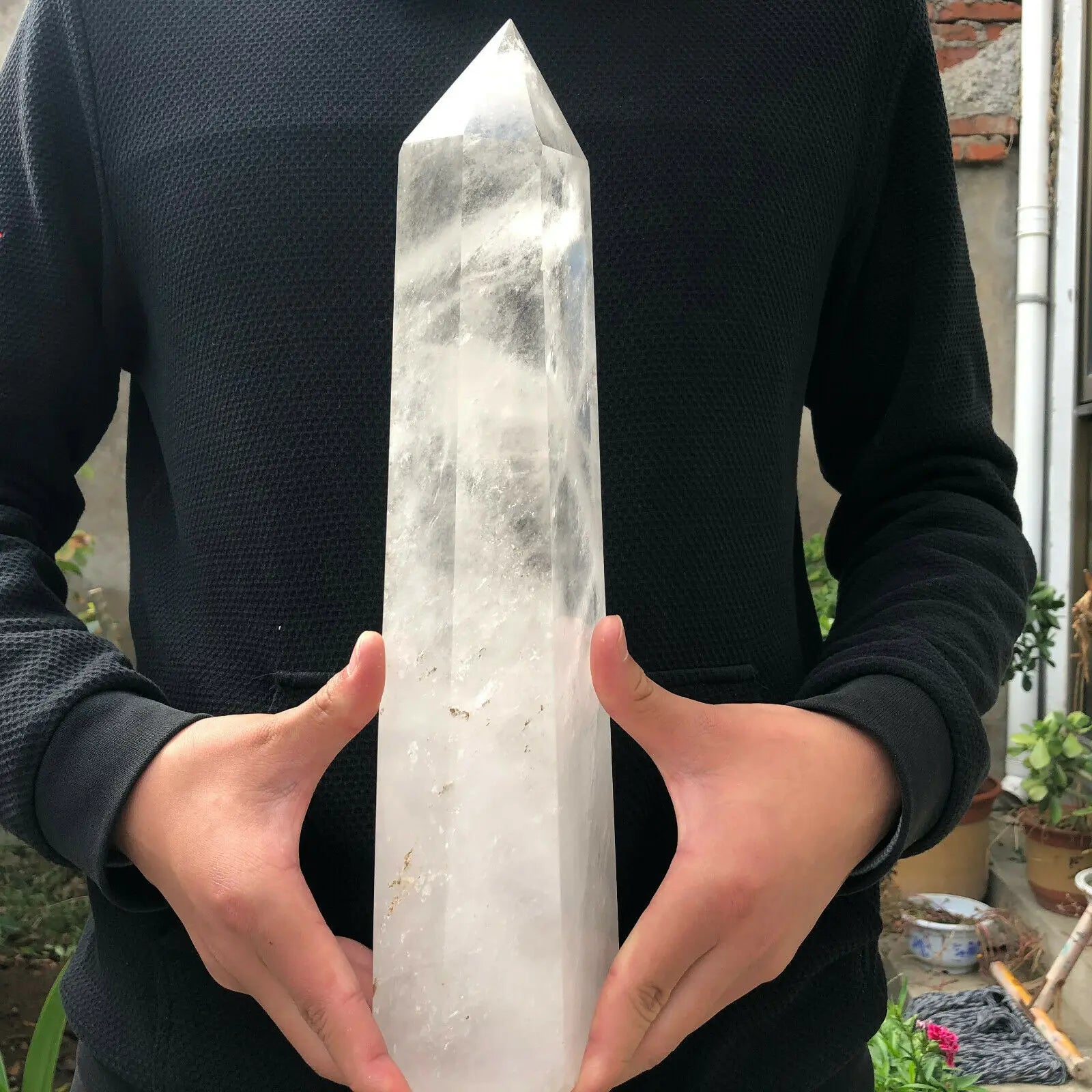 KIMLUD, Natural White Quartz Hand Carved Crystal Tower Wand Reiki Healing, KIMLUD Womens Clothes