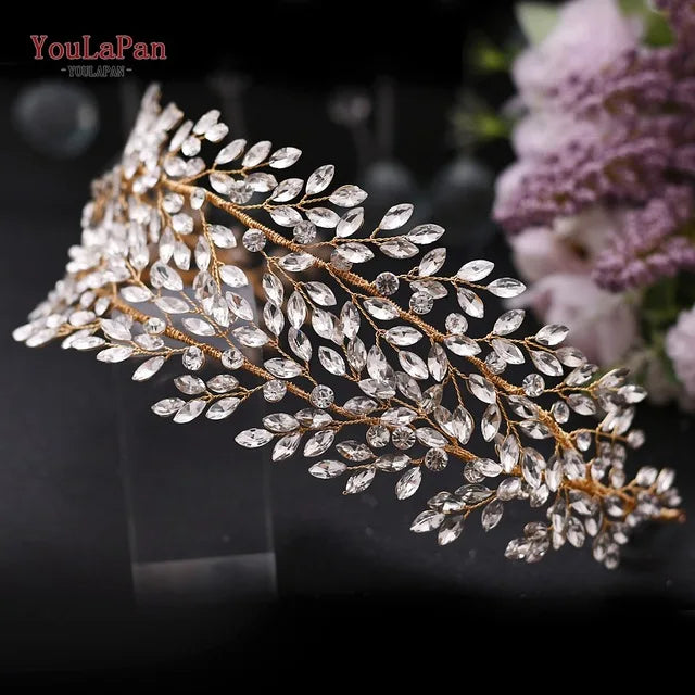 TOPQUEEN HP304 Bridal Crowns and Tiaras Woman Headgear Rhinestone Hairbands Wedding Accessories Bride Headband Headdresses