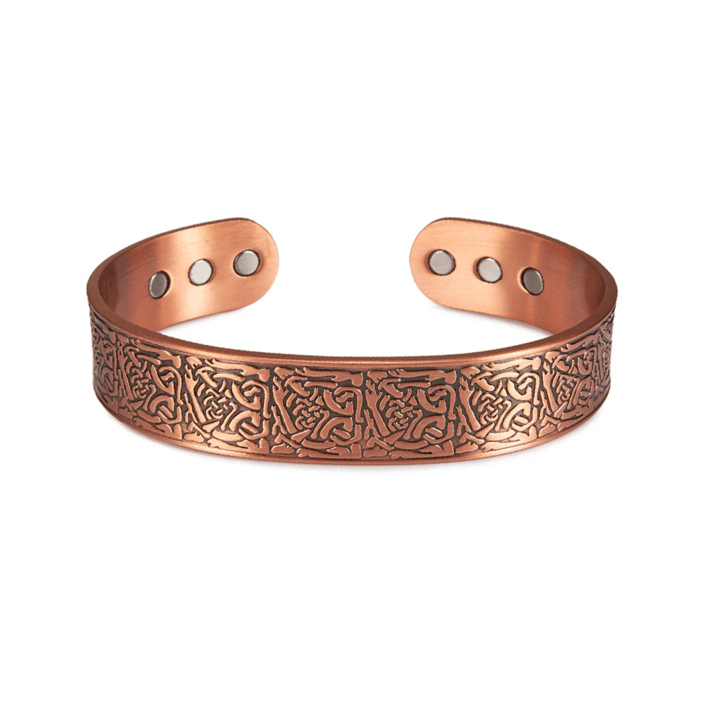 KIMLUD, Viking Pure Copper Bracelet Men Adjustable Cuff Energy Magnetic Bracelet Benefits Wristband Hard Health Man Bracelet Knot Metal, CB055 15.5MM, KIMLUD APPAREL - Womens Clothes