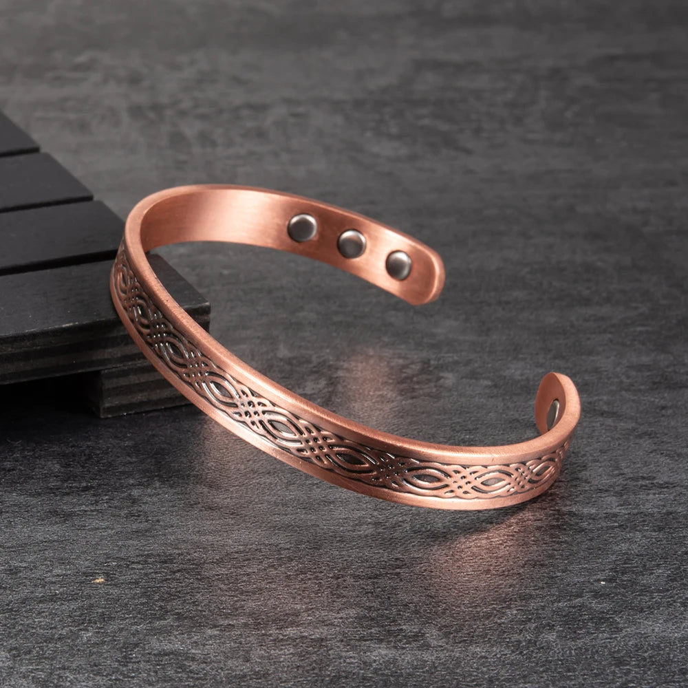 Real Copper Magnetic Bracelet for Women Adjustable Vintage Viking Pure Copper Bracelet &amp; Bangles Cuff Copper Magnetic Bracelet - KIMLUD