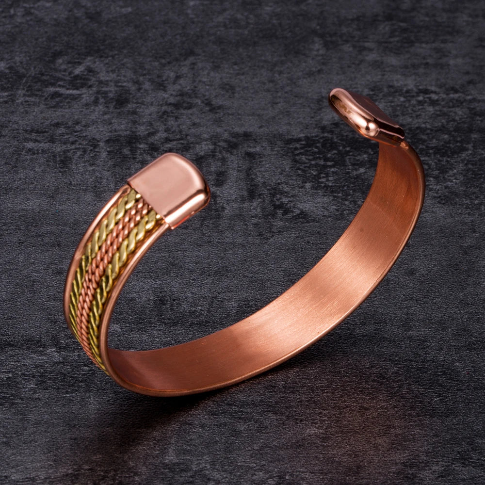 KIMLUD, Twisted Pure Copper Bracelet Adjustable 11mm Wide Therapy Arthritis Energy Bracelet Benefits Cuff Copper Bracelets for Women, KIMLUD Womens Clothes