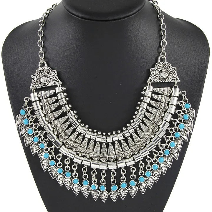 Fashion Vintage Large Collar Choker Necklace Women Long Maxi Chunky Big Bib Indian Statement Necklace Jewelry Accessories Woman