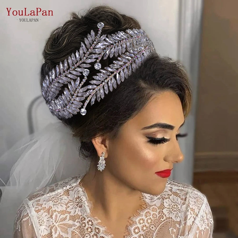 YouLaPan HP419 Rhinestone Bridal Headband Woman Headpiece Wedding Hair Accessories Bride Hair Tiara and Crown Crystal Headdress