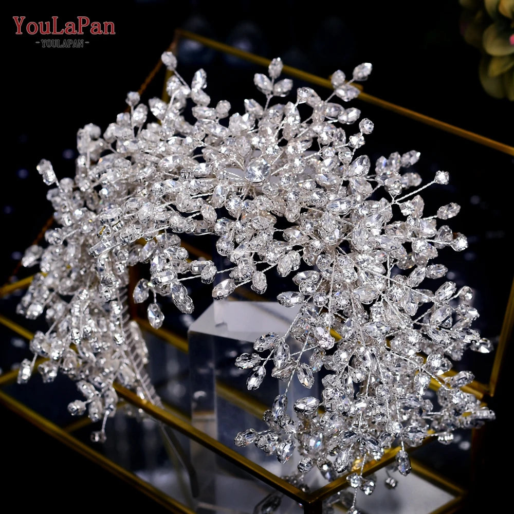 YouLaPan Bride Exquisite Headband Tiara Full Rhinestone Bridesmaid Hair Band Women Fashion Headwear Wedding Accessories HP385 - KIMLUD