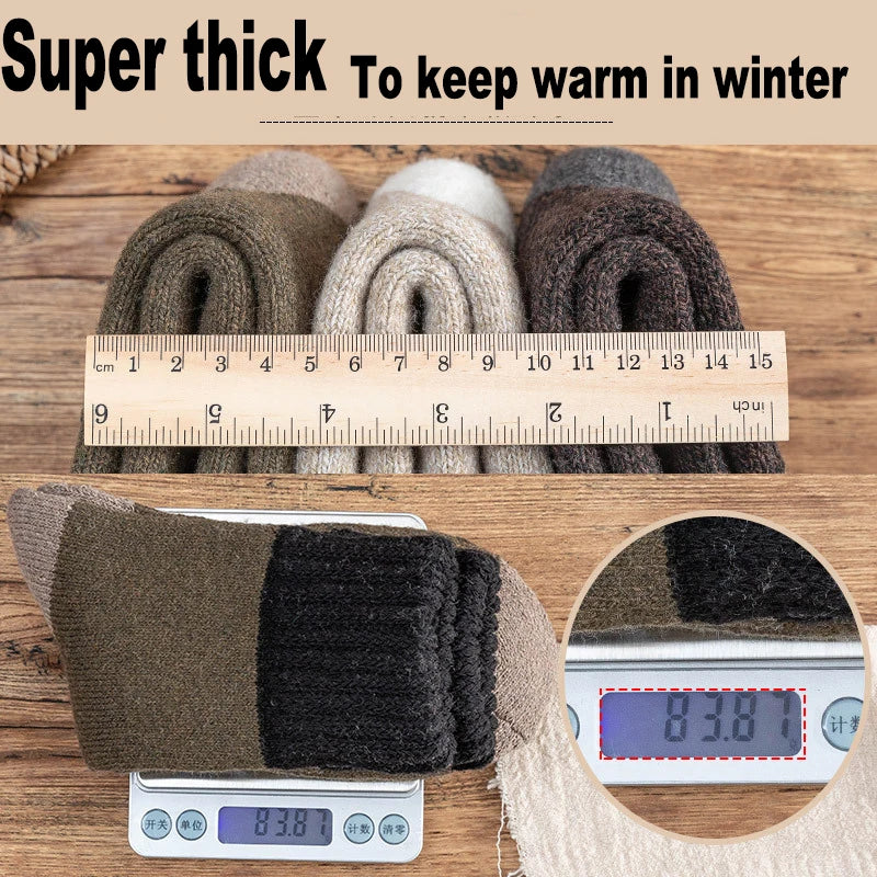 5Pairs/Lot Winter Thicken Wool Socks Men's High Quality Towel Keep Warm Sock Cotton Christmas Gift Socks For Male Thermal 38-45 - KIMLUD