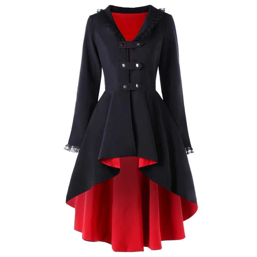 Gothic Steampunk Button Coat Victorian Coat  Blazer Outwear Women Personality Button Lace Windbreaker