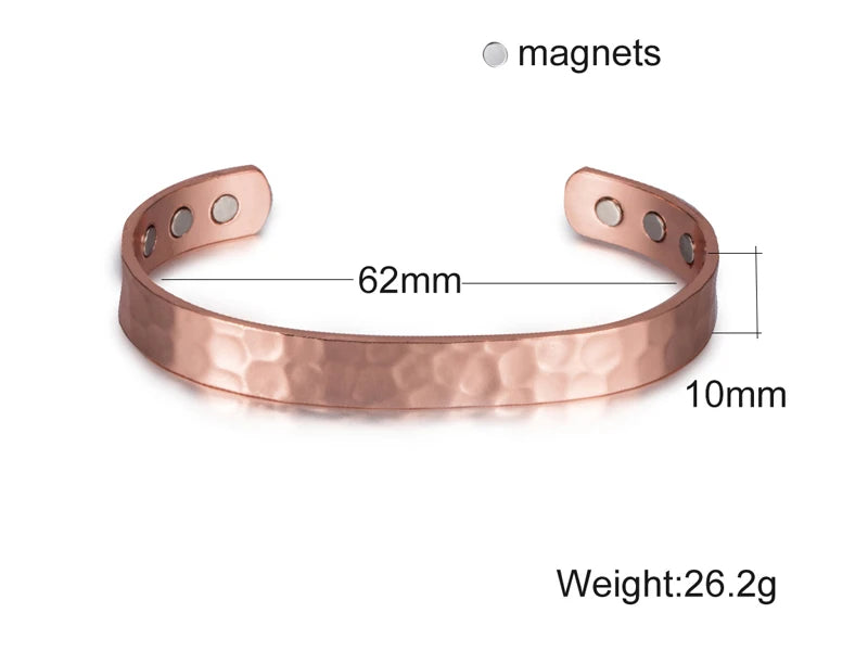 KIMLUD, Pure Copper Magnetic Bracelet Arthritis Adjustable 10mm Vintage Magnetic Bracelet Health Energy Copper Cuff Bracelet &amp; Bangles, CB004, KIMLUD APPAREL - Womens Clothes