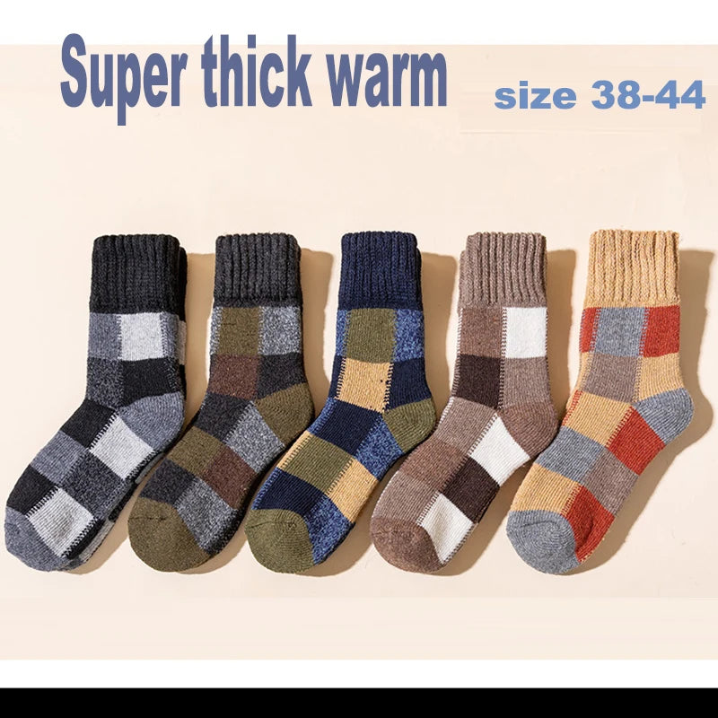 5Pairs/Lot Winter Thicken Wool Socks Men's High Quality Towel Keep Warm Sock Cotton Christmas Gift Socks For Male Thermal 38-45 - KIMLUD