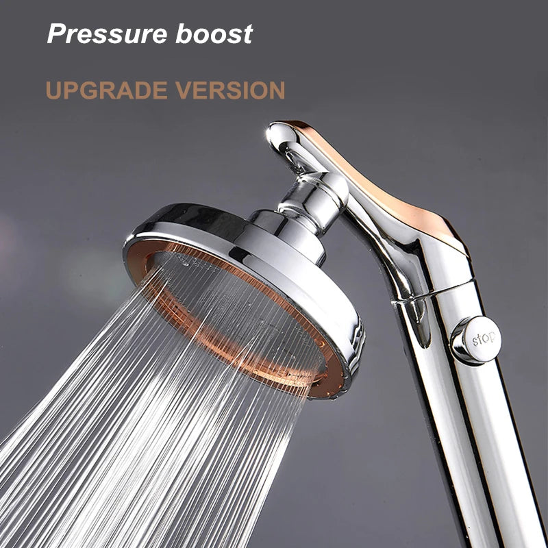 Shower Head Bathroom Rotating High Pressure Water Saving Handheld Shower Head Adjustable Stop Button Water Rain Shower Heads - KIMLUD