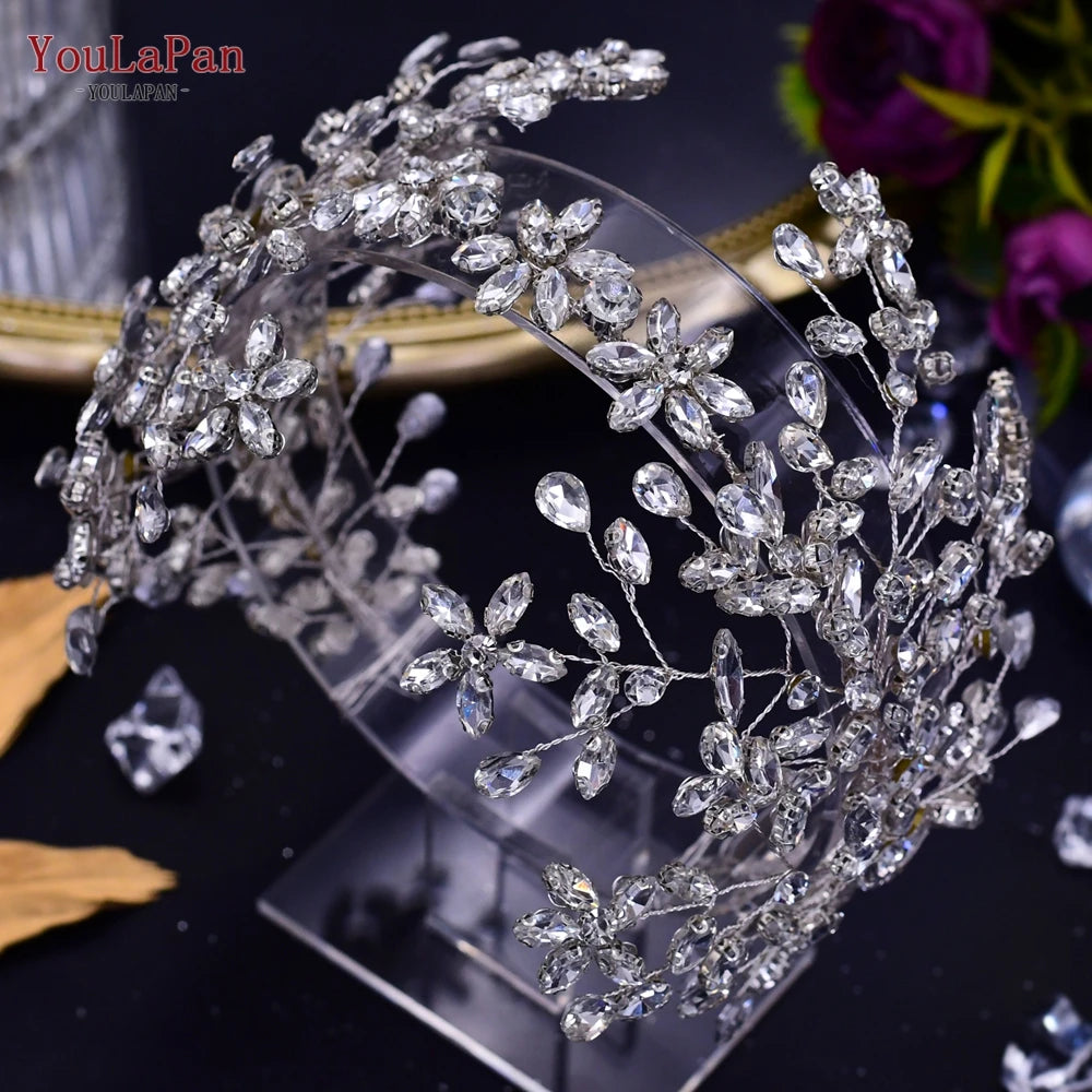 TOPQUEEN HP304 Bridal Crowns and Tiaras Woman Headgear Rhinestone Hairbands Wedding Accessories Bride Headband Headdresses