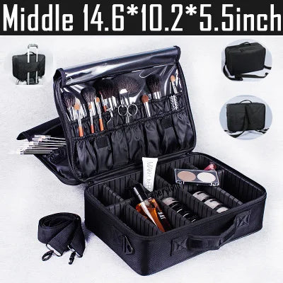 2023 New Makeup Cosmetic Case Waterproof Oxford Cloth Large Capacity Travel Storage Bag Tattoo Beautician Suitcases - KIMLUD