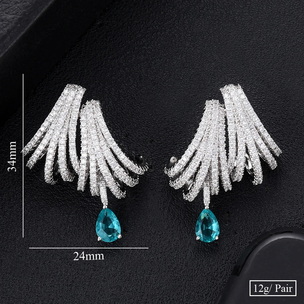 Missvikki Luxury DOUBLE CLAWS STUD Earrings Trendy Cubic Zircon Indian Earrings for women Wedding Engagement JEWELRY GIFT