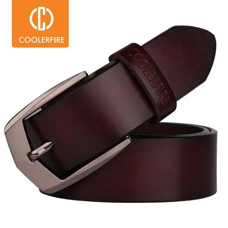 Coolerfire men high quality genuine leather belt luxury designer belts men cowskin fashion Strap male Jeans for man cowboy HQ043 - KIMLUD