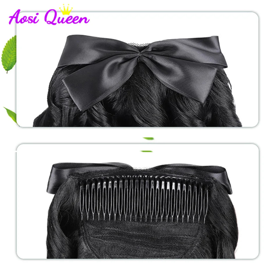 AS  Synthetic Retro Ponytail with Comb Europen Princess Curly Puff Ponytail Clip in Hair Tail Natural False Hair Extension