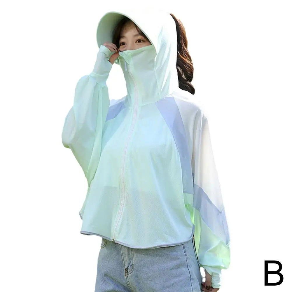 2023 Women Sunscreen Hat Ice Silk Clothing Summer Big Coat Protection Hat Shirt Clothing Edge Short UV With Sun Size Outdoo M4R4 - KIMLUD