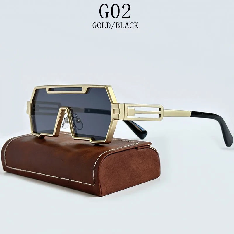 Heavy Metal Steampunk Sunglasses For Men Square Vintage Punk Fashion Glasses Retro Gafas De Sol Hombre Lunette De Soleil Homme