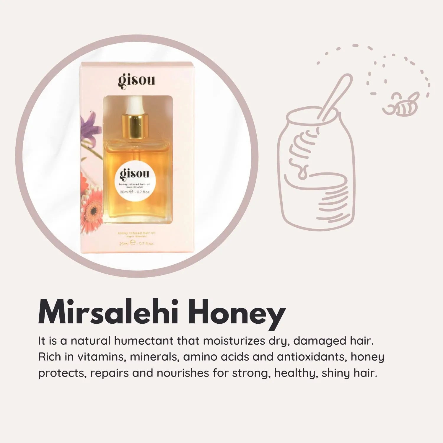 20ml Honey Infused Hair Oil Travel Size Enriched With Mirsalehi Honey To Deeply Nourish & Moisturize Hair Healthy Gifts