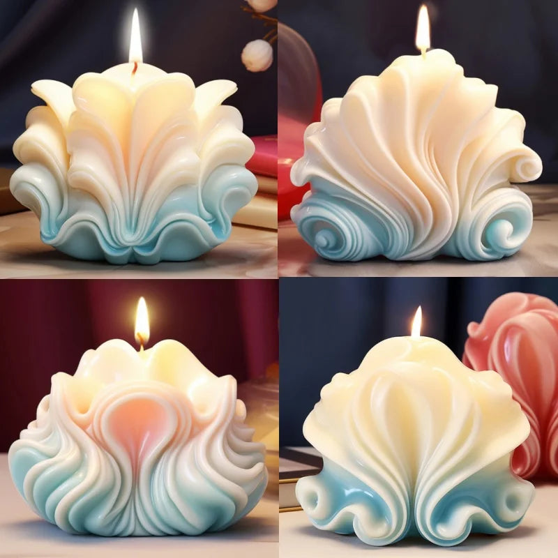 KIMLUD, New 3D Shell shaped candle silicone mold wave striped shell cake chocolate silicone mold soap mold water wave shell candle molds, KIMLUD Womens Clothes