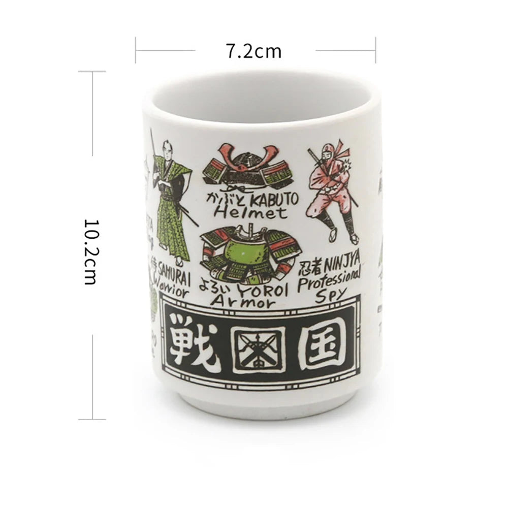 Japanese Impression Ceramic Mugs 300ml Tea Wine Sushi Sake Cup Funny Family Restaurant Decoration Travel Gift for Friends