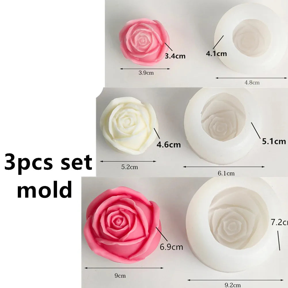 3D Large rose candle silicone mold Valentine's Day rose cake chocolate silicone mold home decoration resin plaster mold - KIMLUD