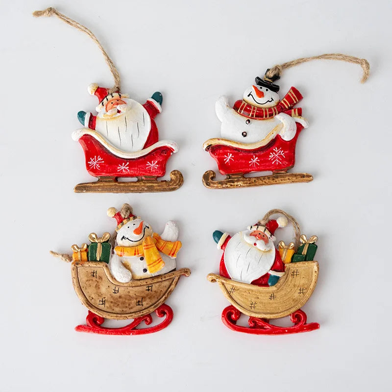 Christmas Santa Snowman Gingerbread Man Resin Pendant Christmas Tree Decoration Ornaments DIY Kids Toys Noel Navidad Kerst 2023