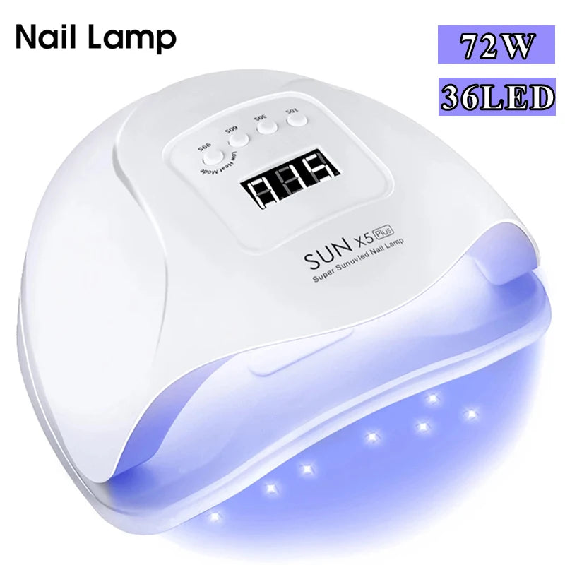 LED Nail Lamp For Manicure 72W Nail Dryer Machine UV Drying Lamp For Curing UV Gel Nail Polish With Motion Sensing LCD Display