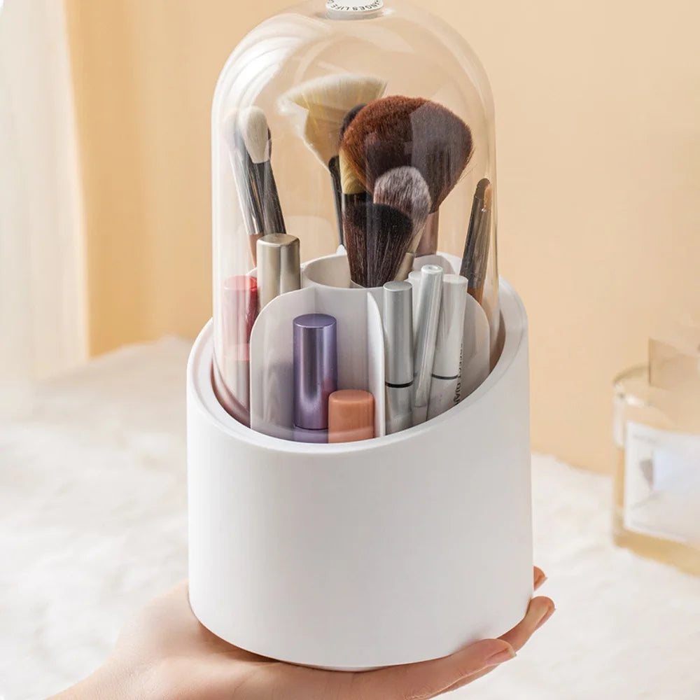 360° Rotating Makeup Brush Storage Box Desktop Cosmetic Organizer Lipstick Eyebrow Pencil Eye Shadow Brush Holder Organizer