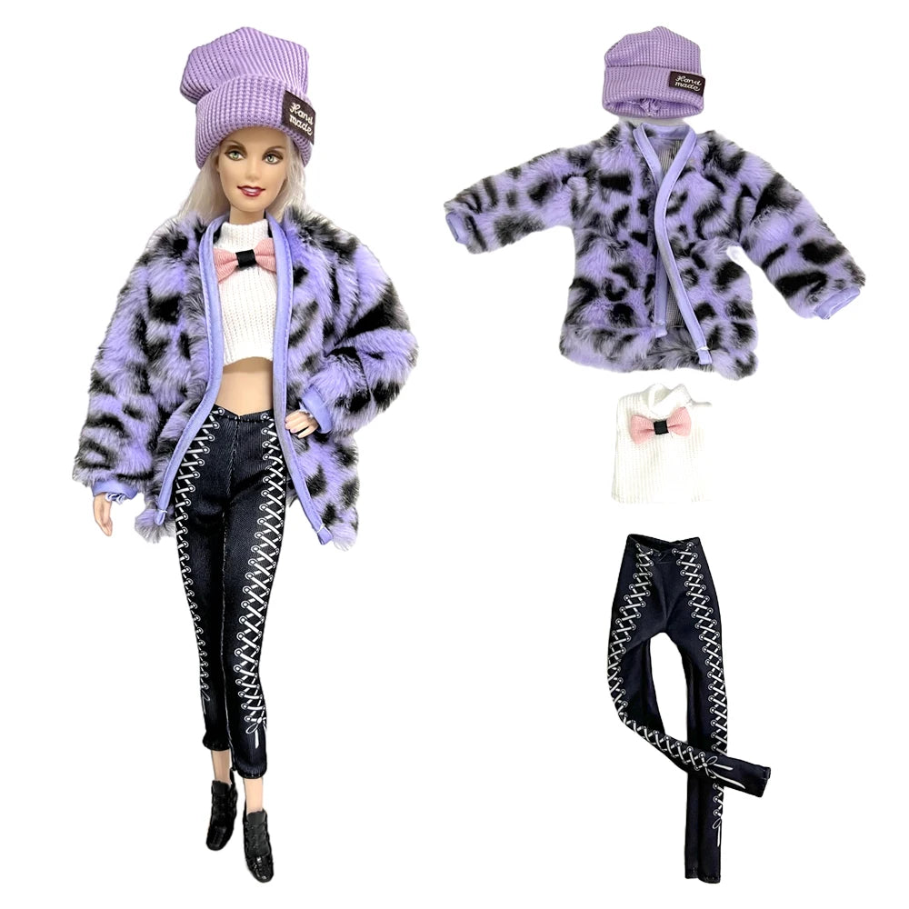 KIMLUD, NK 1 Pcs Fashion Coat for Barbie Doll Cotton Jacket Winter Dress Long Clothes Fur Coat For 1/6 BJD Doll Accessories Toy JJ, C Not Include Doll, KIMLUD APPAREL - Womens Clothes