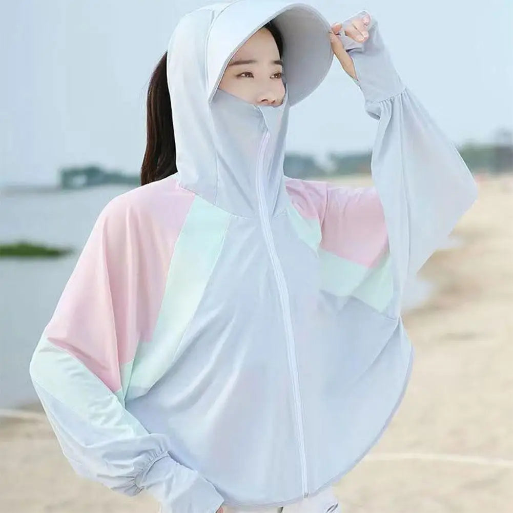 2023 Women Sunscreen Hat Ice Silk Clothing Summer Big Coat Protection Hat Shirt Clothing Edge Short UV With Sun Size Outdoo M4R4 - KIMLUD