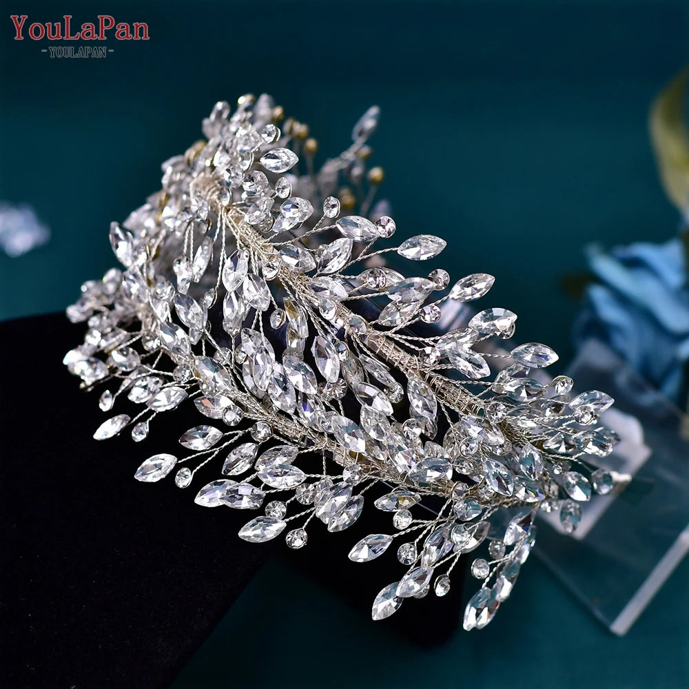 YouLaPan Wedding Headband for Bride Rhinestone Bridal Hair Accessories Bridesmaid Headpiece Party Woman Headdress Jewelry HP588