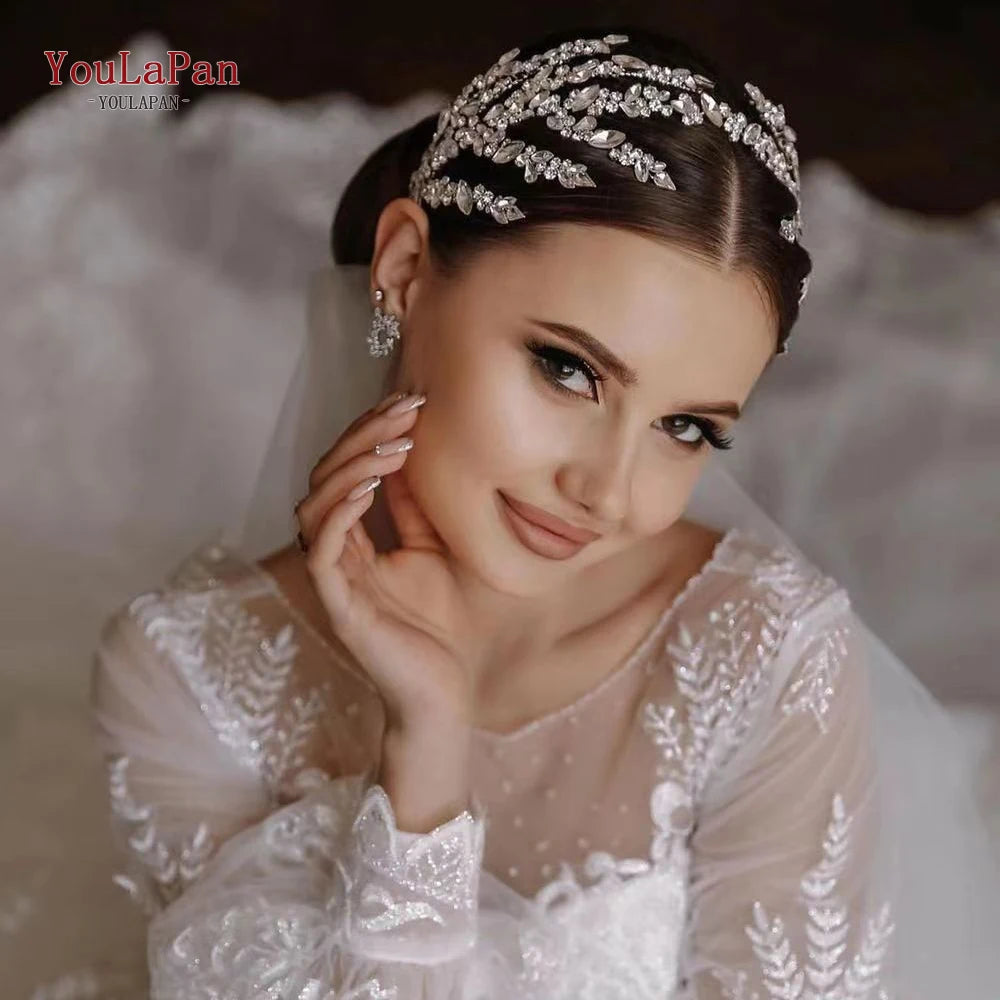 YouLaPan Luxury Rhinestone Bride Headband Woman Headpiece Wedding Hair Accessories Pageant Headdresse Wedding Tiara HP425 - KIMLUD