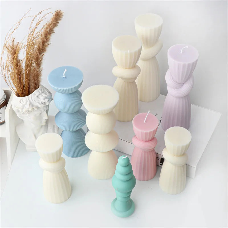 Upgraded Knot Cylindrical Candle Silicone Mold Bow Knot Stripe Cylindrical Candle Mold Vase Shape Candle Acrylic Plastic mold - KIMLUD