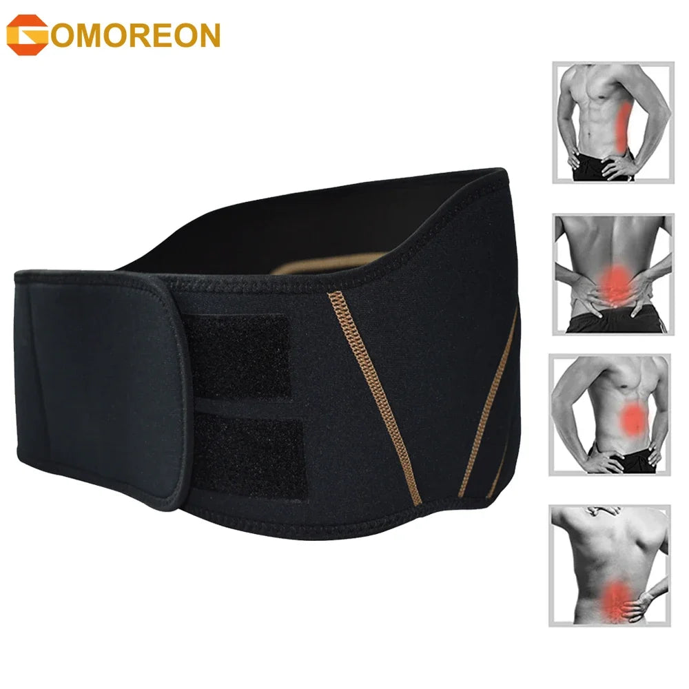 GOMOREON Back Brace - Copper Infused Lower Lumbar Support Belt. Relief for Muscle & Ligament Strain, Arthritis- Fits Men & Women - KIMLUD