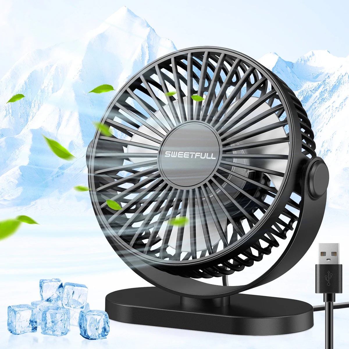 Mini USB Desktop Fan Portable Hook up Fan Desktop Office USB Quiet Cooling Fans Three Speed Adjustment Suitable For Home Office