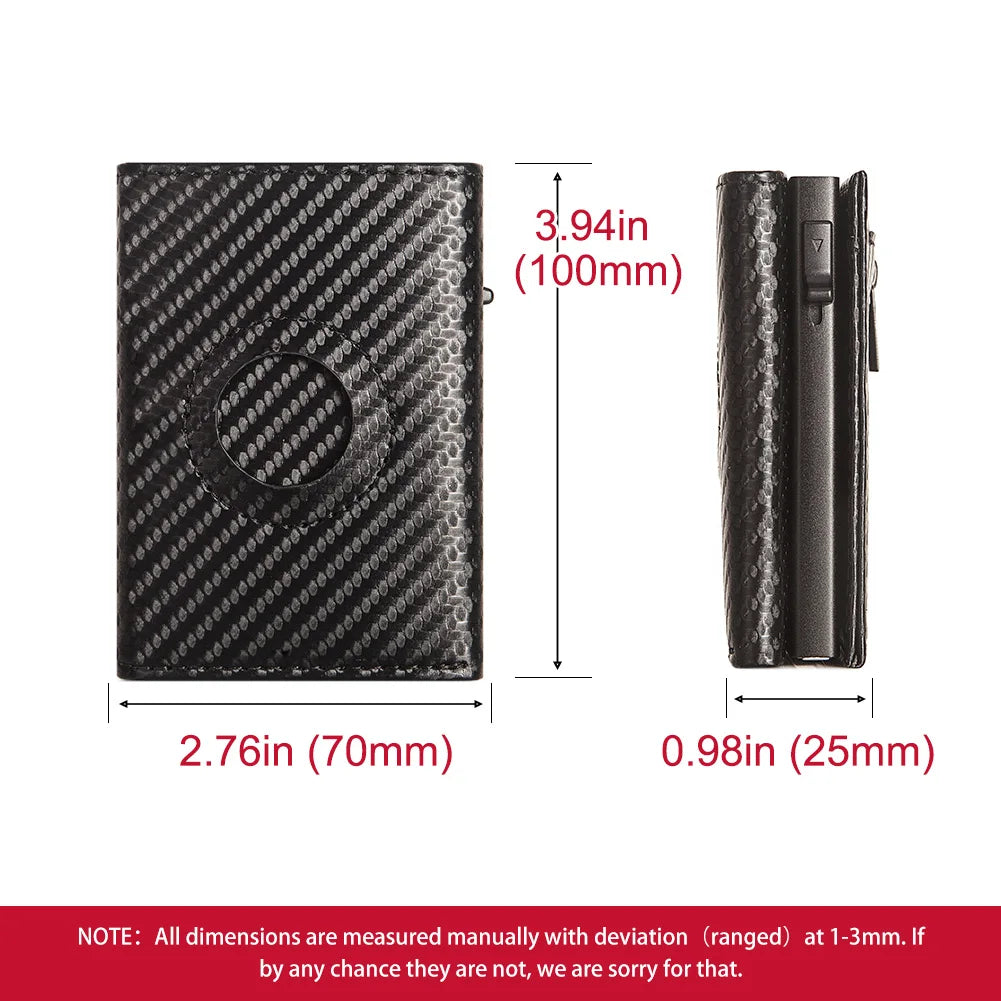 KIMLUD, Men Smart Wallet Credit Card Holder for AirTag Carbon Fiber Aluminum Automatic Pop Out Cardholder Case with Money Clip, KIMLUD Womens Clothes