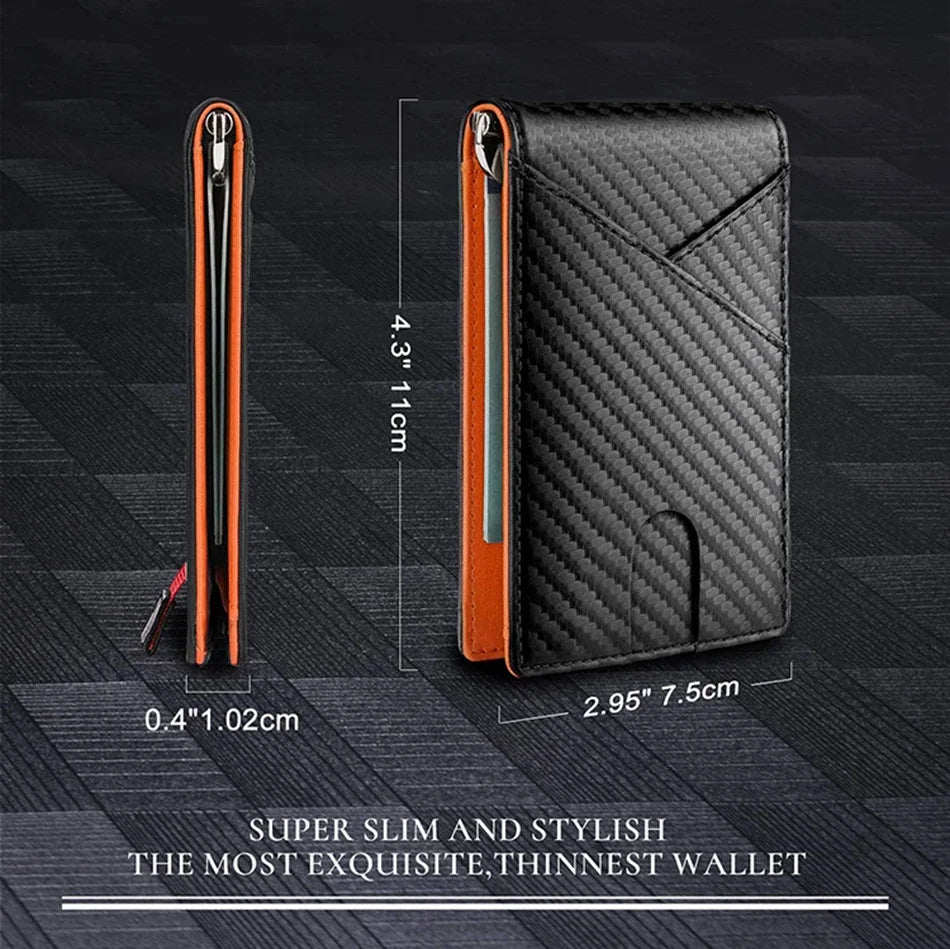 Carbon Fiber Rfid Men Wallets Money Bag Slim Thin Card Man Wallet Luxury Male Small Short Purse Bi-fold Vallet Billfold